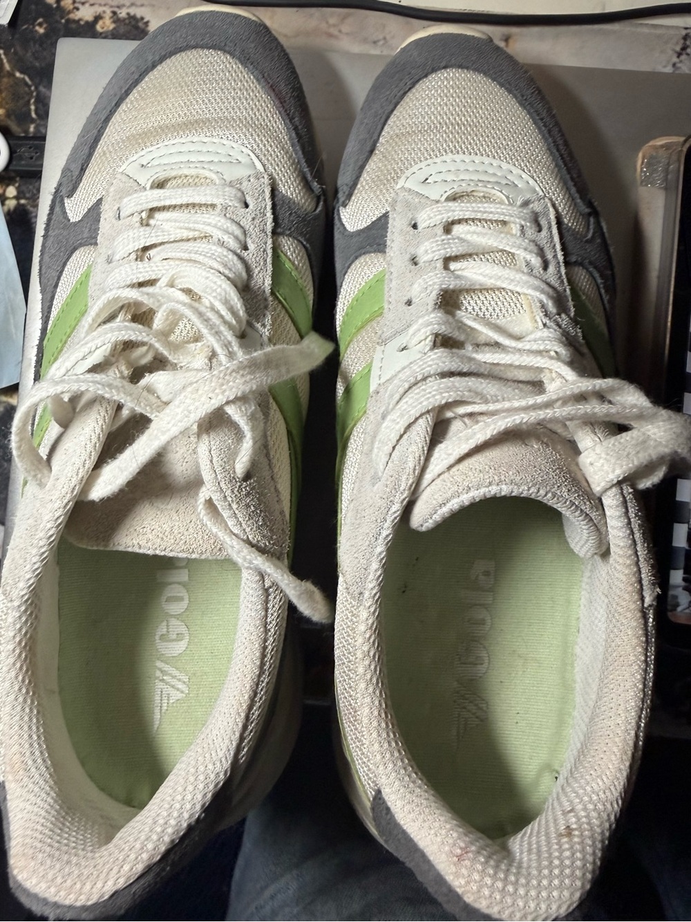 Gola Women's Athletic Sneakers in Cream, Gray & Light Green sz 8